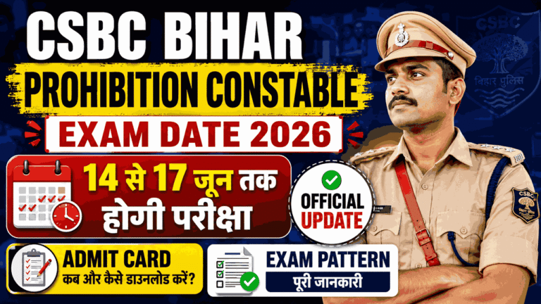 CSBC Bihar Prohibition Constable Exam Date 2026