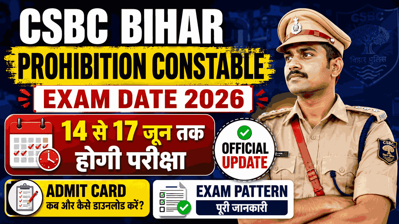 CSBC Bihar Prohibition Constable Exam Date 2026