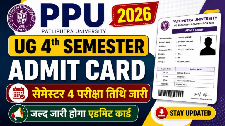 PPU UG 4th Semester Admit Card 2026